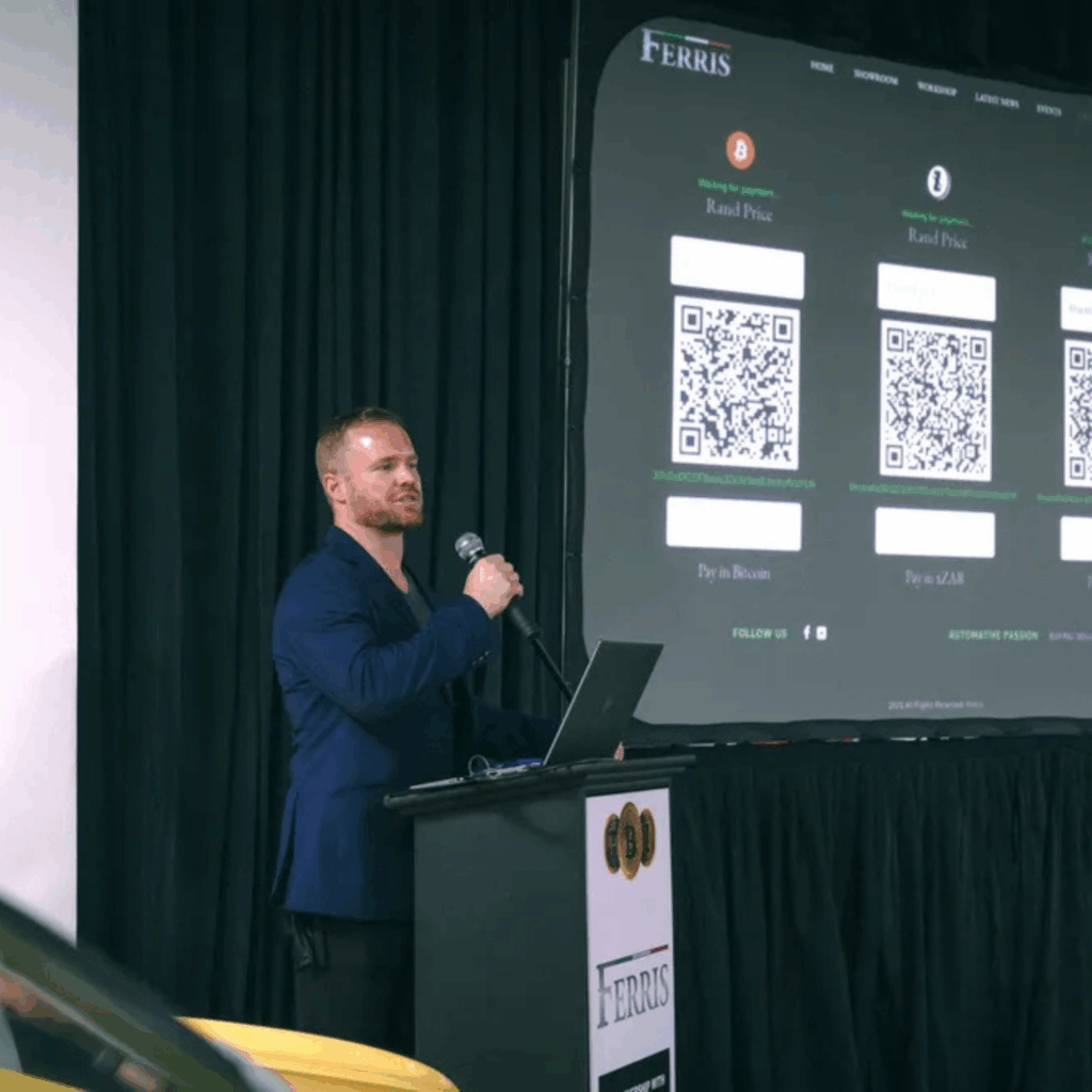 Ferris Cars presentation showcasing crypto payment technology